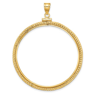 14k Yellow Gold Foxtail Chain Screw Top 39.5mm Coin Bezel Pendant - Fits 4 Ducat