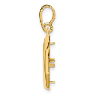 14k Yellow Gold Polished 13mm Octagonal Prong Coin Bezel Pendant - Fits 2 Pesos and US $1