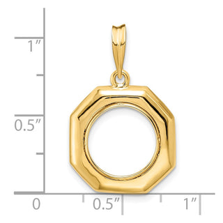 14k Yellow Gold Polished 13mm Octagonal Prong Coin Bezel Pendant - Fits 2 Pesos and US $1