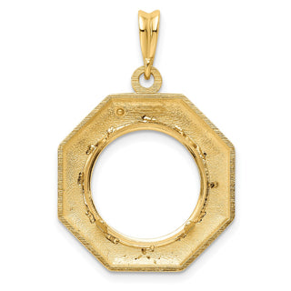 14k Yellow Gold Polished 15mm Octagonal Prong Coin Bezel Pendant - Fits US $1 Type 2