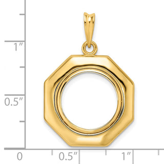 14k Yellow Gold Polished 15mm Octagonal Prong Coin Bezel Pendant - Fits US $1 Type 2