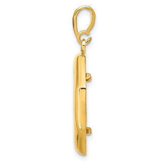 14k Yellow Gold Polished 16mm Octagonal Prong Coin Bezel Pendant - Fits 1/10 oz Maple Leaf, Maple Leaf, and Other Coins
