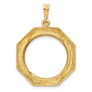 14k Yellow Gold Polished 20mm Octagonal Prong Coin Bezel Pendant - Fits 1/4 oz Kangaroo
