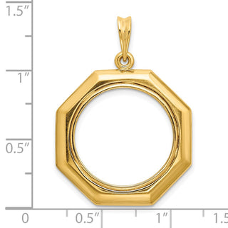 14k Yellow Gold Polished 20mm Octagonal Prong Coin Bezel Pendant - Fits 1/4 oz Kangaroo