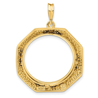 14k Yellow Gold Polished 21.6mm Octagonal Prong Coin Bezel Pendant - Fits US $5 Bald Eagle and US $5 Congressional