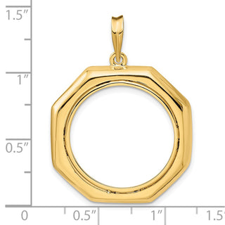 14k Yellow Gold Polished 21.6mm Octagonal Prong Coin Bezel Pendant - Fits US $5 Bald Eagle and US $5 Congressional