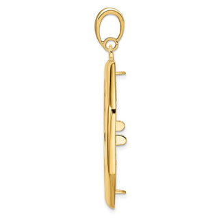 14k Yellow Gold Polished 27mm Octagonal Prong Coin Bezel Pendant - Fits 1/2 oz American Eagle, US $10 Liberty, and Other Coins