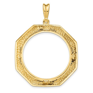 14k Yellow Gold Polished 27mm Octagonal Prong Coin Bezel Pendant - Fits 1/2 oz American Eagle, US $10 Liberty, and Other Coins