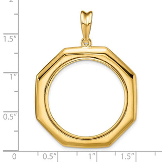 14k Yellow Gold Polished 27mm Octagonal Prong Coin Bezel Pendant - Fits 1/2 oz American Eagle, US $10 Liberty, and Other Coins