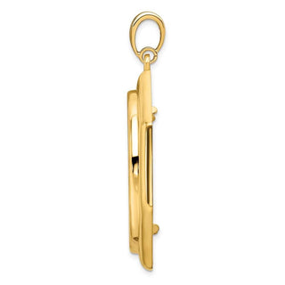 14k Yellow Gold Polished 32.7mm Octagonal Prong Coin Bezel Pendant - Fits 1 oz American Eagle, 1 oz Cat, and 1 oz Krugerrand