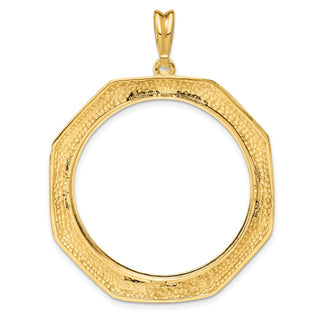 14k Yellow Gold Polished 34.2mm Octagonal Prong Coin Bezel Pendant - Fits US $20 Liberty and US $20 St. Gaudens