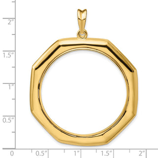 14k Yellow Gold Polished 34.2mm Octagonal Prong Coin Bezel Pendant - Fits US $20 Liberty and US $20 St. Gaudens