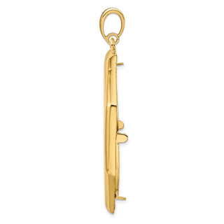14k Yellow Gold Polished 37mm Octagonal Prong Coin Bezel Pendant - Fits 50 Pesos and Centenario