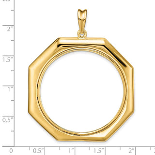 14k Yellow Gold Polished 37mm Octagonal Prong Coin Bezel Pendant - Fits 50 Pesos and Centenario