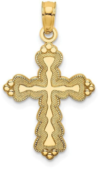14k Yellow Gold Scalloped Cross Pendant