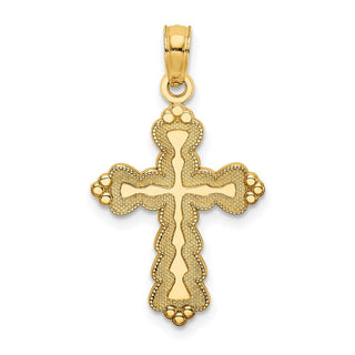 14k Yellow Gold Scalloped Cross Pendant