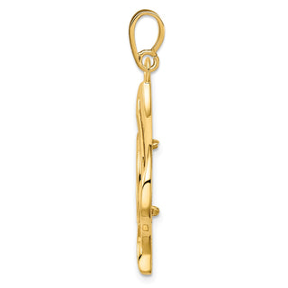 14k Yellow Gold Fancy Wave 13mm Prong Coin Bezel Pendant - Fits 2 Pesos and US $1