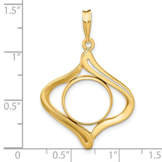 14k Yellow Gold Fancy Wave 13mm Prong Coin Bezel Pendant - Fits 2 Pesos and US $1