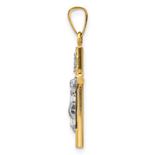 14k Yellow and White Gold Inri Latin Crucifix Pendant C3896