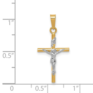 14k Yellow and White Gold Inri Latin Crucifix Pendant C3896