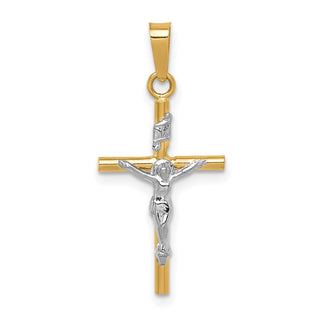 14k Yellow and White Gold Inri Latin Crucifix Pendant C3896