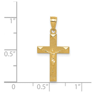14k Yellow Gold Diamond-Cut Crucifix Pendant C3899
