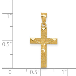 14k Yellow Gold Diamond-Cut Crucifix Pendant C3899