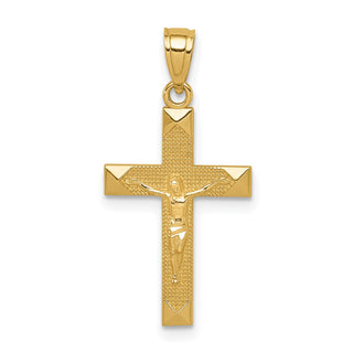 14k Yellow Gold Diamond-Cut Crucifix Pendant C3899