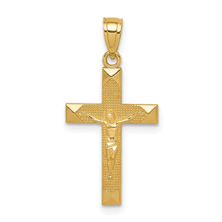 14k Yellow Gold Diamond-Cut Crucifix Pendant C3899