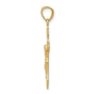 14k Yellow Gold Diamond-Cut Crucifix Pendant C3920