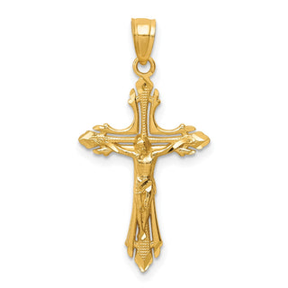 14k Yellow Gold Diamond-Cut Crucifix Pendant C3920