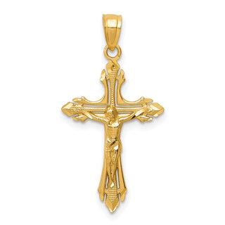 14k Yellow Gold Diamond-Cut Crucifix Pendant C3920