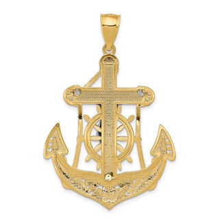 14k Yellow and White Gold Fancy Mariners Crucifix Pendant