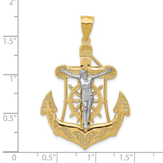 14k Yellow and White Gold Fancy Mariners Crucifix Pendant