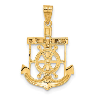 14k Yellow, White & Rose Gold Diamond-Cut w Texture Mariners Cross Pendant C3930