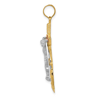 14k Yellow, White & Rose Gold Diamond-Cut w Texture Mariners Cross Pendant C3932