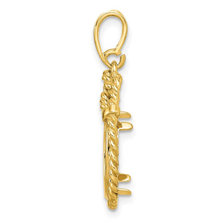 14k Yellow Gold Western Rope 13mm Prong Coin Bezel Pendant - Fits 2 Pesos and US $1