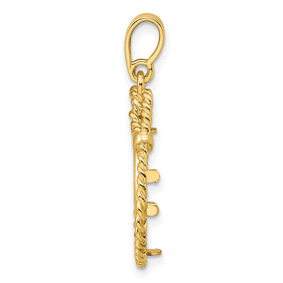 14k Yellow Gold Western Rope 15mm Prong Coin Bezel Pendant - Fits US $1 Type 2
