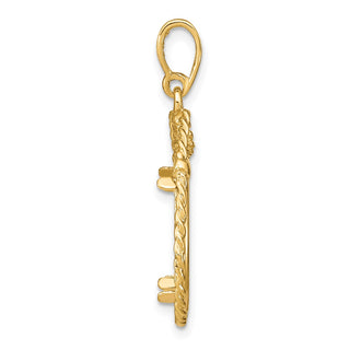 14k Yellow Gold Western Rope 16.5mm Prong Coin Bezel Pendant - Fits 1/10 oz American Eagle and 1/10 oz Krugerrand