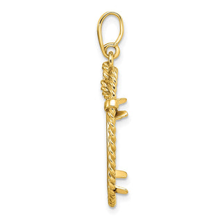 14k Yellow Gold Western Rope 17.8mm Prong Coin Bezel Pendant - Fits US $2.50 Liberty and Other Coins