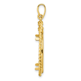 14k Yellow Gold Western Rope 22mm Prong Coin Bezel Pendant - Fits 1/4 oz American Eagle and Other Coins