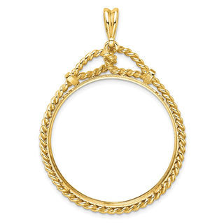 14k Yellow Gold Western Rope 34.2mm Prong Coin Bezel Pendant - Fits US $20 Liberty and US $20 St. Gaudens