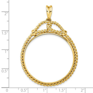 14k Yellow Gold Western Rope 34.2mm Prong Coin Bezel Pendant - Fits US $20 Liberty and US $20 St. Gaudens