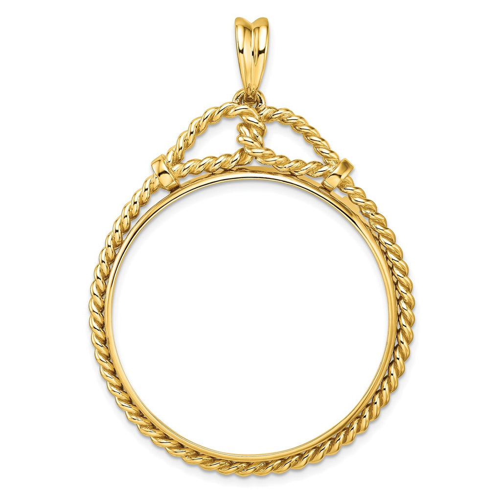 14k Yellow Gold Western Rope 34.2mm Prong Coin Bezel Pendant - Fits US ...