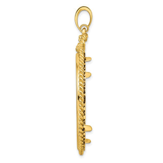 14k Yellow Gold Western Rope 37mm Prong Coin Bezel Pendant - Fits 50 Pesos and Centenario