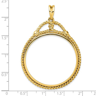 14k Yellow Gold Western Rope 37mm Prong Coin Bezel Pendant - Fits 50 Pesos and Centenario