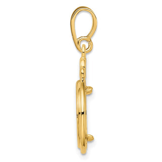 14k Yellow Gold Triple Circle Top 13mm Prong Coin Bezel Pendant - Fits 2 Pesos and US $1