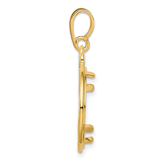 14k Yellow Gold Triple Circle Top 16.5mm Prong Coin Bezel Pendant - Fits 1/10 oz American Eagle and 1/10 oz Krugerrand