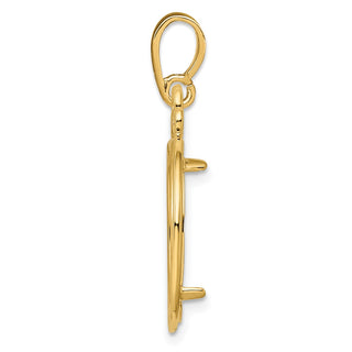 14k Yellow Gold Triple Circle Top 17.8mm Prong Coin Bezel Pendant - Fits US $2.50 Liberty and Other Coins