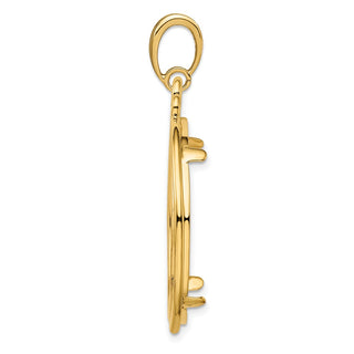 14k Yellow Gold Triple Circle Top 27mm Prong Coin Bezel Pendant - Fits 1/2 oz American Eagle, US $10 Liberty, and Other Coins